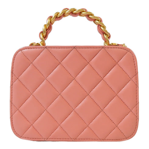 CHANEL Quilted CC GHW 2 Way Chain Shoulder Bag AS3318 Lamskin Leather Pink