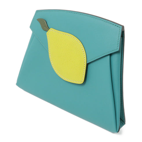 HERMES PHW Tutti Frutti Wallet Pouch Veau Swift Leather Green Yellow