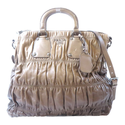 PRADA SHW 2 Way Bag BN1935 Lambskin Leather Brown