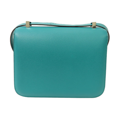 HERMES PHW Constance 24 Shoulder Bag Epsom Leather Bleu Paon
