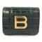 BALENCIAGA GHW Wallet 634834 Embossed Leather Calfskin Green