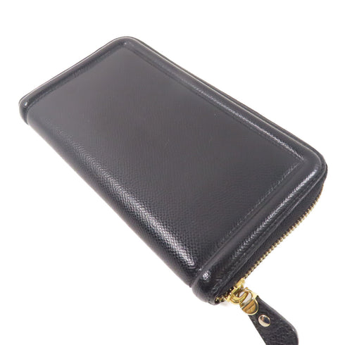 SALVATORE FERRAGAMO GHW Zipper Long Wallet Calfskin Leather Black