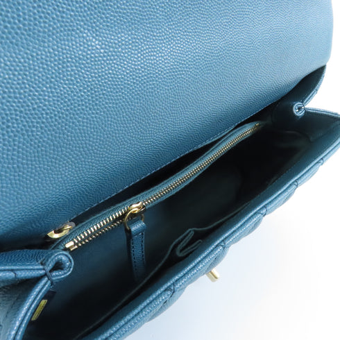 CHANEL Quilted CC GHW Coco Handle Medium 2way Shoulder Bag Caviar Leather