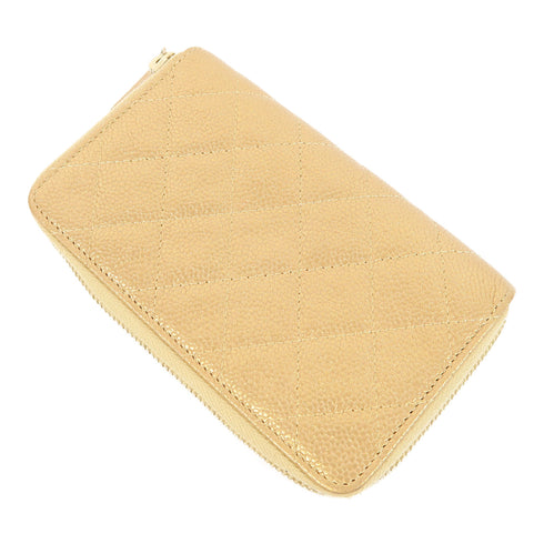 CHANEL Quilted CC GHW Wallet Calfskin Leather Gold