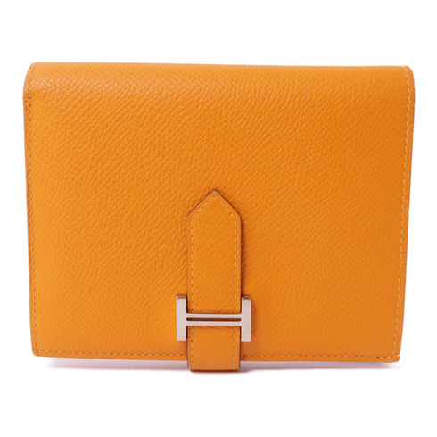 HERMES PHW Bearn Wallet Epsom Leather Orange