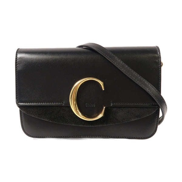 Chloe GHW Chain Shoulder Bag Calfskin Leather Black