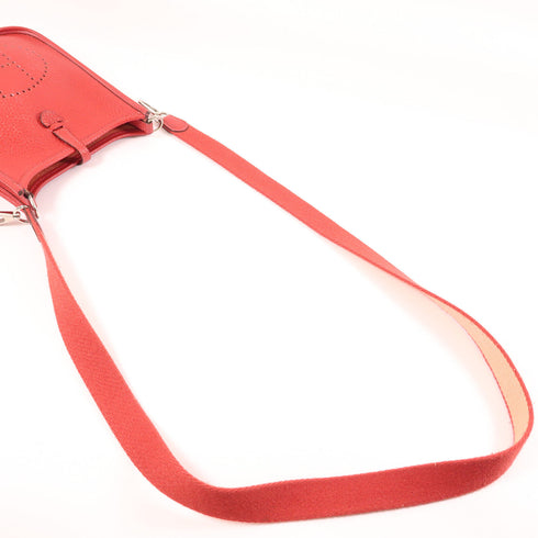 HERMES PHW Evelyne TPM Shoulder Bag Clemence Leather Rose De Coeur/Red