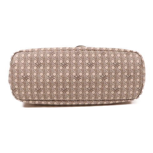 Tory Burch GHW Shoulder Tote Bag Coated Canvas White