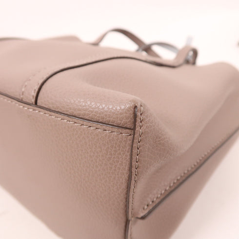 Tory Burch GHW 2 Way Shoulder Bag Calfskin Leather Brown