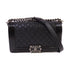 CHANEL Quilted SHW CC Boy Chanel 25 Chain Shoulder Bag Calfskin Leather Black