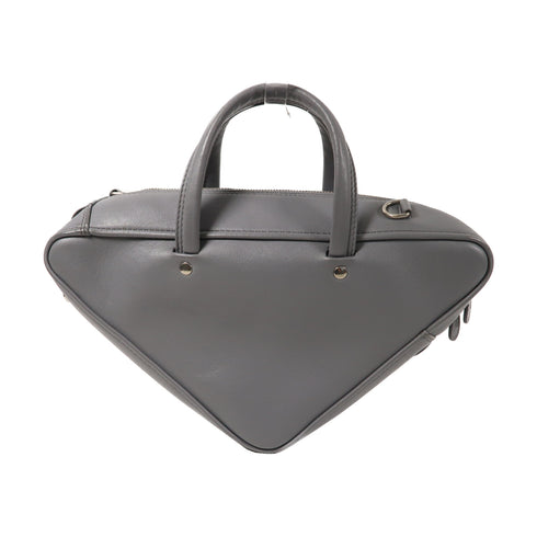BALENCIAGA SHW Triangle 2 Way Shoulder Bag Handbag 496975 Calfskin Leather Grey