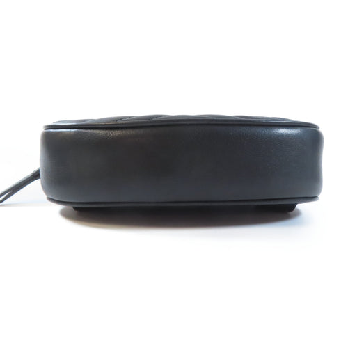 GUCCI GHW GG Marmont Waist Bag 476434 Calfskin Leather Black