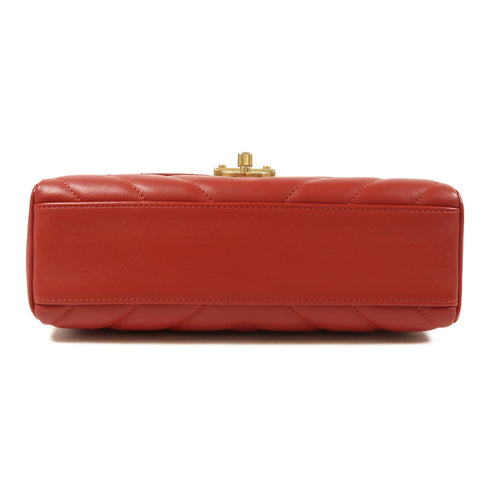 CHANEL CC GHW Chain Shoulder Bag Calfskin Leather Red