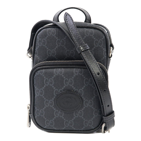 GUCCI GG SHW Shoulder Bag 672952 Coated Canvas Black