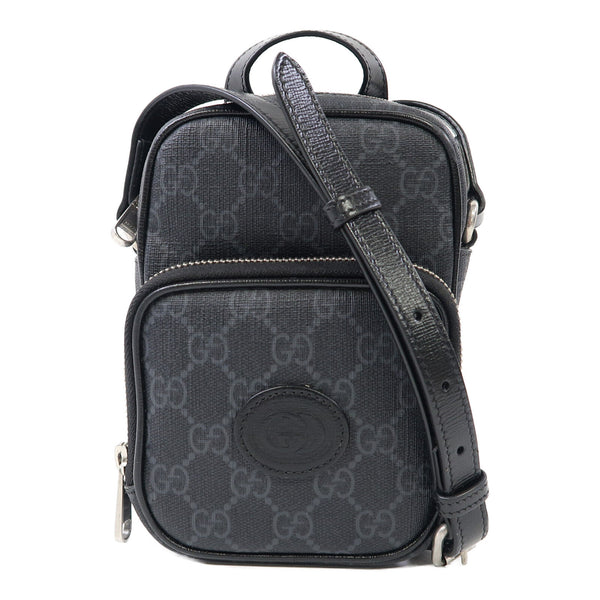 GUCCI GG SHW Shoulder Bag 672952 Coated Canvas Black