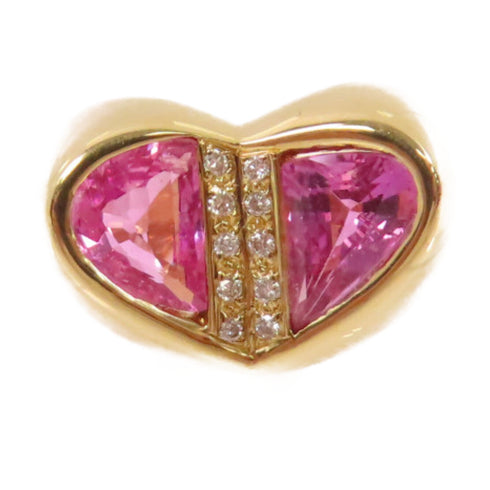 FINE JEWELRY 2.45ct Pink Sapphire 0.07ct Diamond Ring US#6.5 18K Yellow Gold