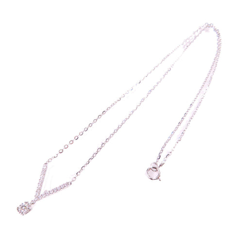 Jewelry 0.102ct/0.080ct Diamond Necklace 18K White Gold
