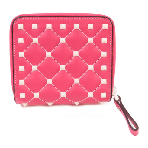 Valentino Garavani Rockstud Zipper Wallet Calfskin Leather QW1P0548UWJ Pink