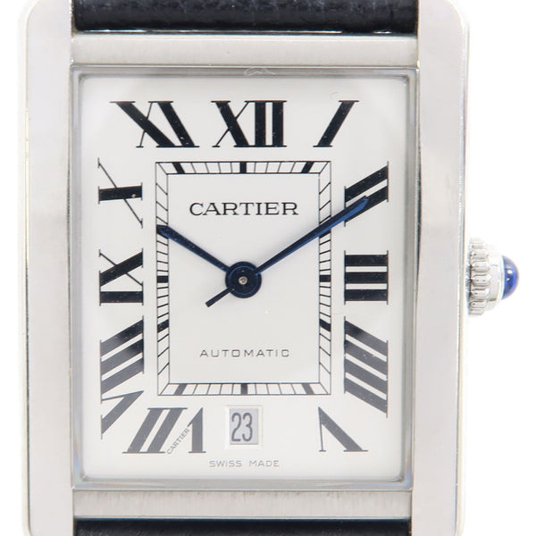 CARTIER Tank Solo Automatic Watch W5200027 Stainless Steel/Leather Silver