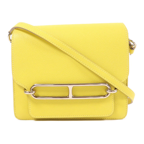 HERMES PHW Mini Roulis Shoulder Bag Evercolor Leather Lime