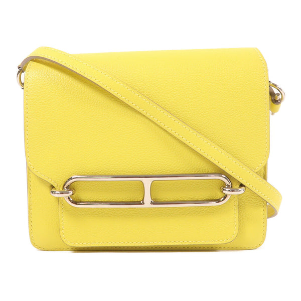 HERMES PHW Mini Roulis Shoulder Bag Evercolor Leather Lime
