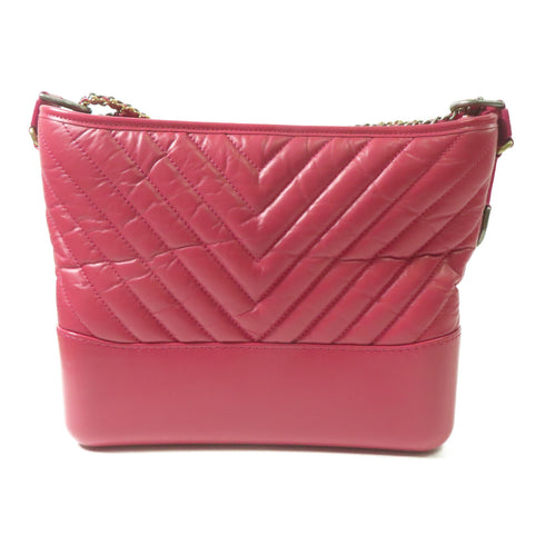 CHANEL CC Gabrielle Shoulder Bag Leather Red