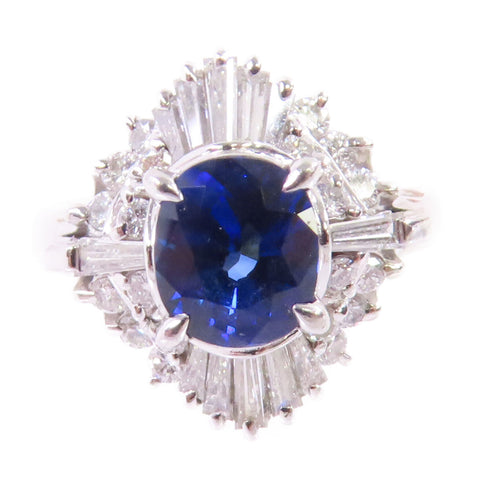 FINE JEWELRY 1.56ct Sapphire 0.75ct Diamond Ring US#5.5 PT900 Platinum