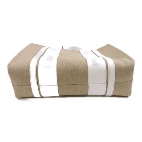 Chloe Medium Woody Tote Bag Handbag Canvas Beige White