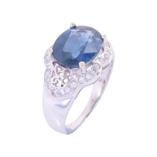JEWELRY Sapphire Diamond Ring US#4.25 18K White Gold