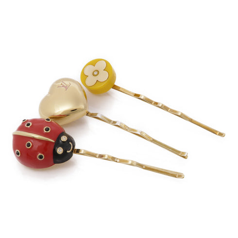 LOUIS VUITTON LV Hair Clip M92349 PVC/Metal Gold/Red/Yellow