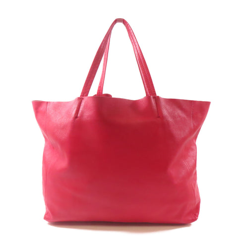 CELINE Tote Bag Shoulder Bag Leather Red