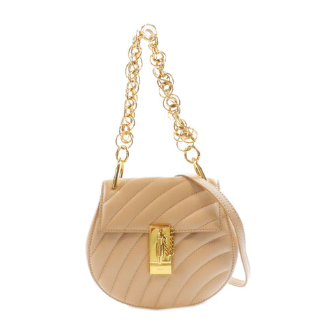 Chloe GHW Drew Bijou 2 Way Shoulder Handbag CHC18US107 Calfskin Leather Beige