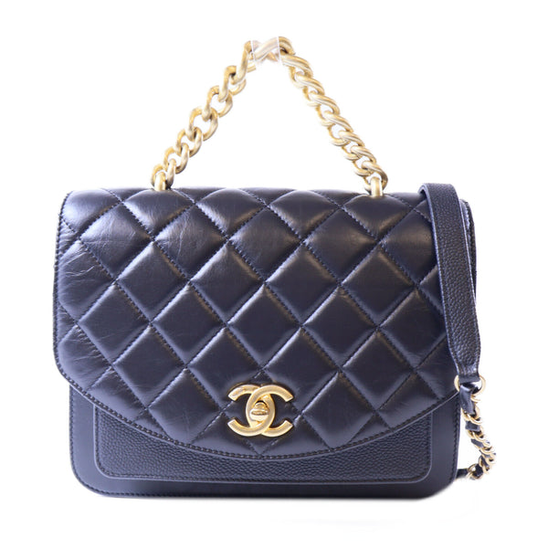 CHANEL CC GHW Chain Shoulder Bag 2 Way Bag AS0784 Calfskin Leather Black