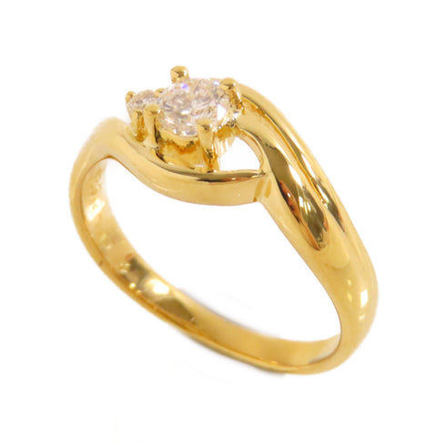 Fine Jewelry 0.25ct Diamond 0.02ct Diamond Ring 18K Yellow Gold US#6