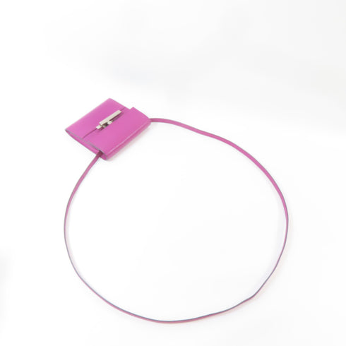 HERMES PHW Cinhetic To Go Wallet Shoulder Bag Chevre Leather Rose Purple Pink