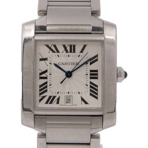 CARTIER Tank Francaise 2302 Automatic Watch Stainless Steel White