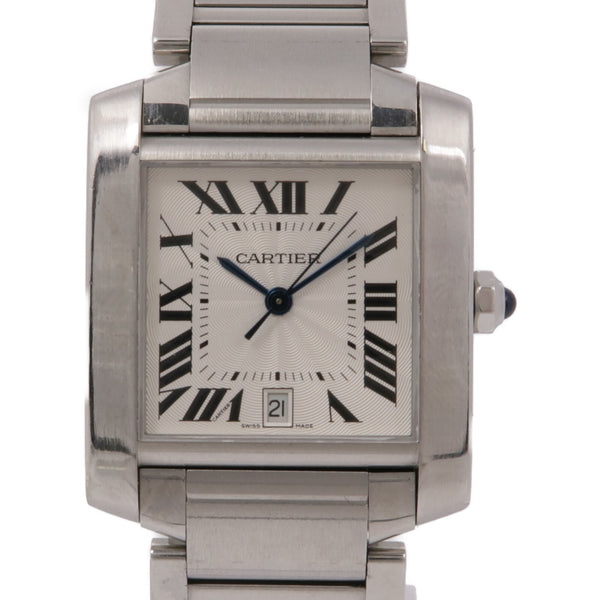 CARTIER Tank Francaise 2302 Automatic Watch Stainless Steel White