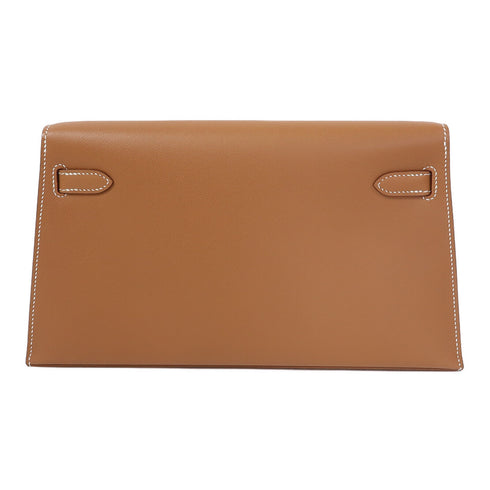 HERMES GHW Kelly Elan Shoulder Bag Veau Madame Leather Gold