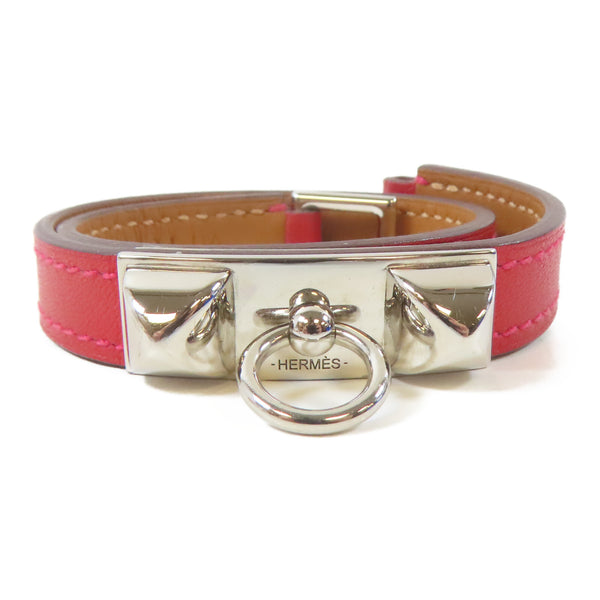 HERMES PHW Rivale Double Tour Bracelet Veau Swift Leather Red/Rouge Tomate