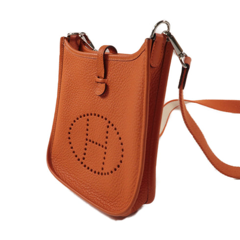HERMES PHW Evelyne TPM Shoulder Bag Taurillon Clemence Leather 9J Feu Orange