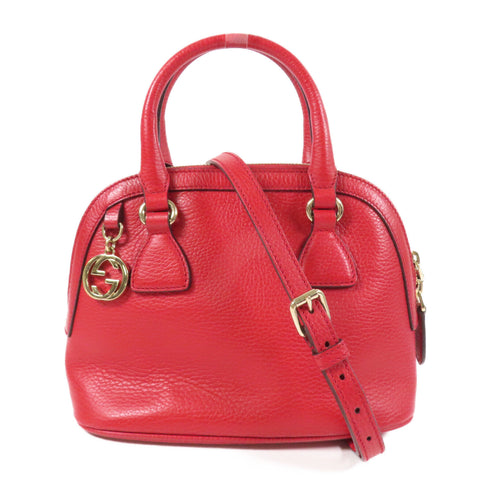 GUCCI GG GHW 2 Way Shoulder Bag 449661 Calfskin Leather Red