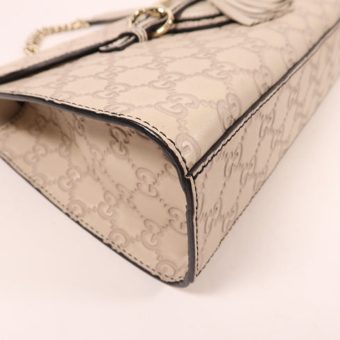 GUCCI GG GHW Chain Shoulder Bag 295402 Leather White