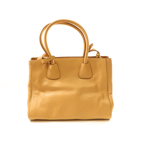 PRADA GHW 2 Way Shoulder Bag Calfskin Leather Brown