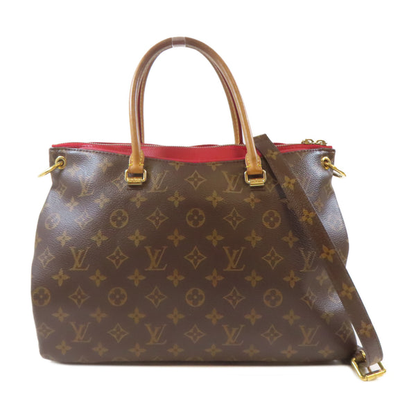 LOUIS VUITTON LV GHW Pallas MM 2 Way Shoulder Bag M41175 Monogram Brown Red