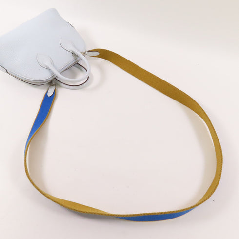 HERMES PHW Mini Bolide 2way Shoulder Bag Chevre Leather Blue Brume