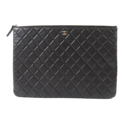 CHANEL CC SHW Clutch Lambskin Leather Black