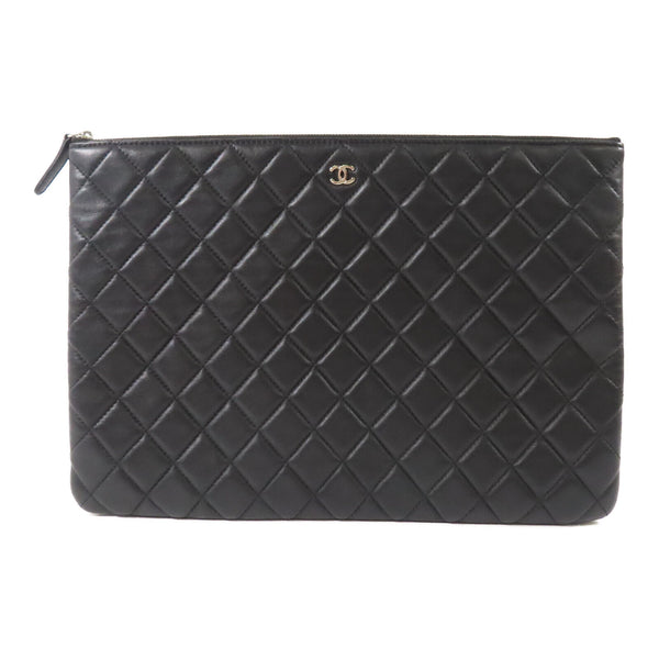 CHANEL CC SHW Clutch Lambskin Leather Black