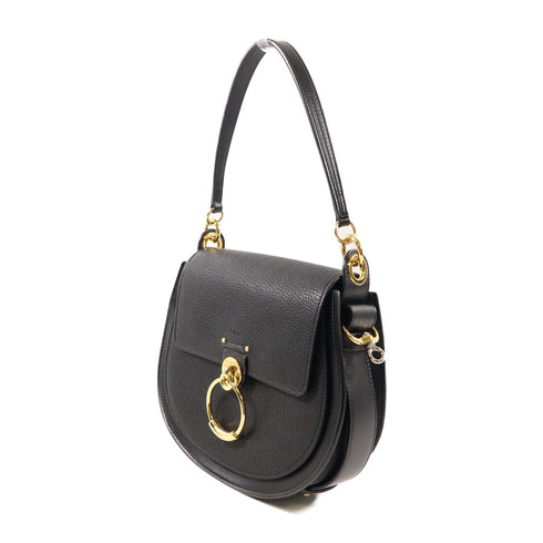 Chloe Tess Bag 2 Way Shoulder Handbag Calfskin Leather Black