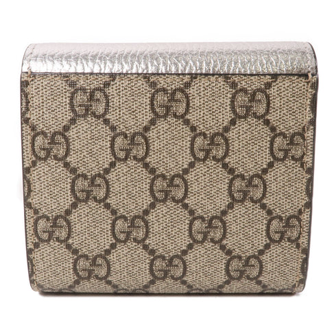 GUCCI GHW GG Marmont Wallet 598587 Coated Canvas Brown Silver