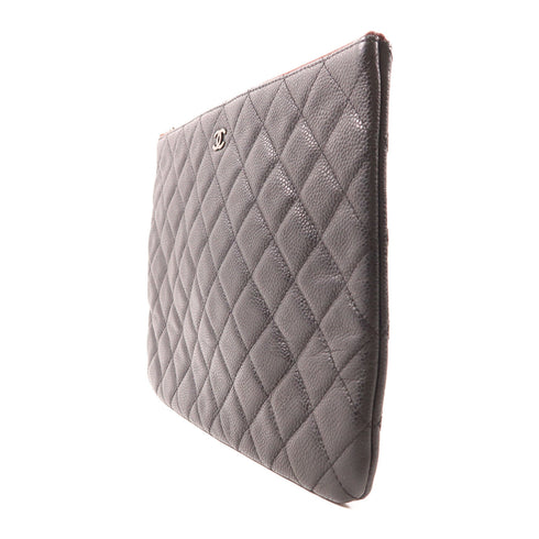 CHANEL CC SHW Clutch Pouch Calfskin Leather Black